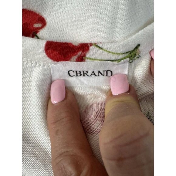 Womens Y2K Cherry Print Coquette Bodysuit M White Sleeveless Cute Summer Tank - Picture 3 of 7